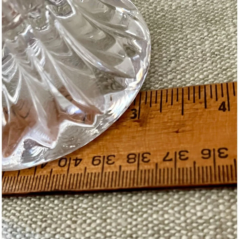 Vintage Cut Crystal Heart Shaped Pedestal Vase Scalloped Edge Clear Glass 6.5in